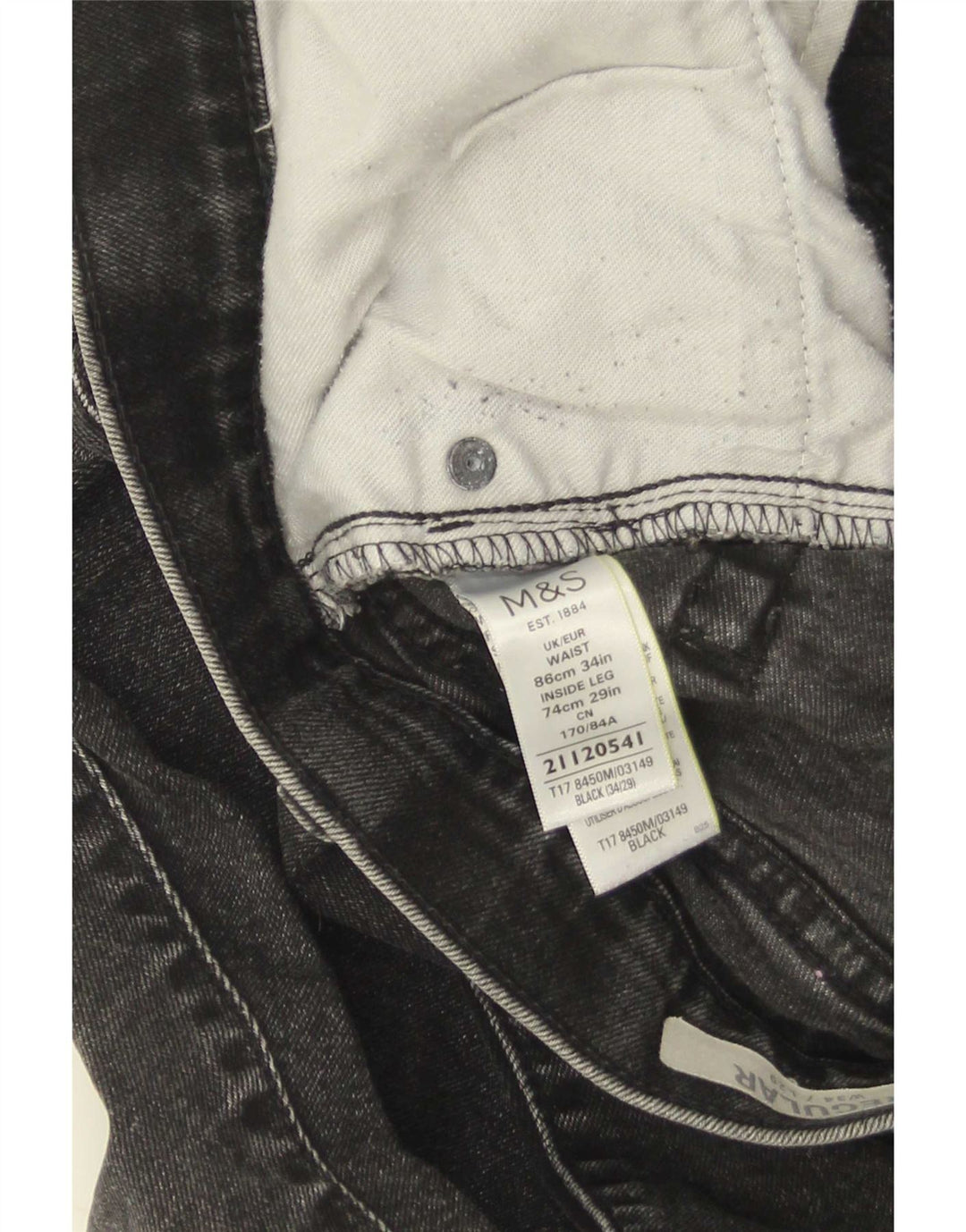 Marks & Spencer muške ravne traperice W34 L29 crni pamuk