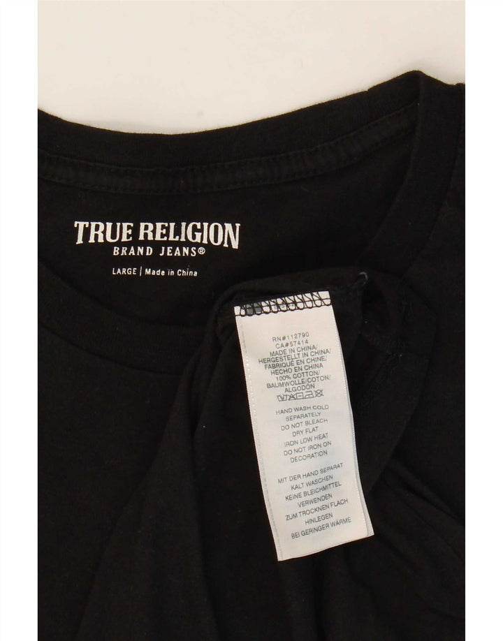 Velika crna pamučna muška majica s grafičkim motivima True Religion