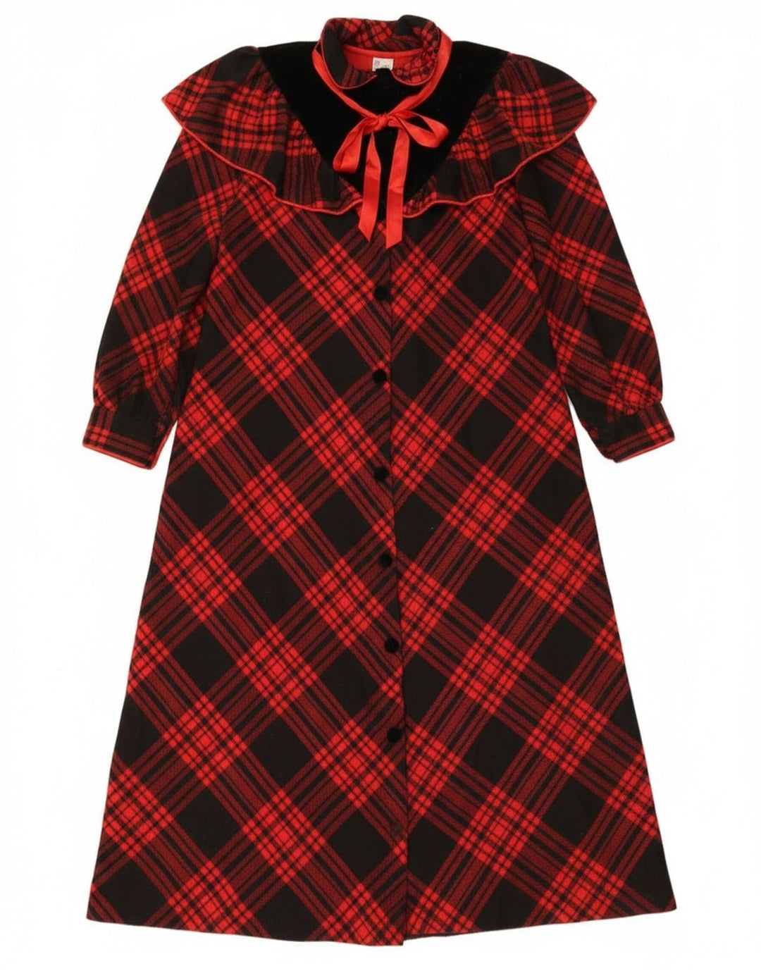 Vintage ženska maksi haljina košulja UK 14 Veliki crveni karirani vuneni