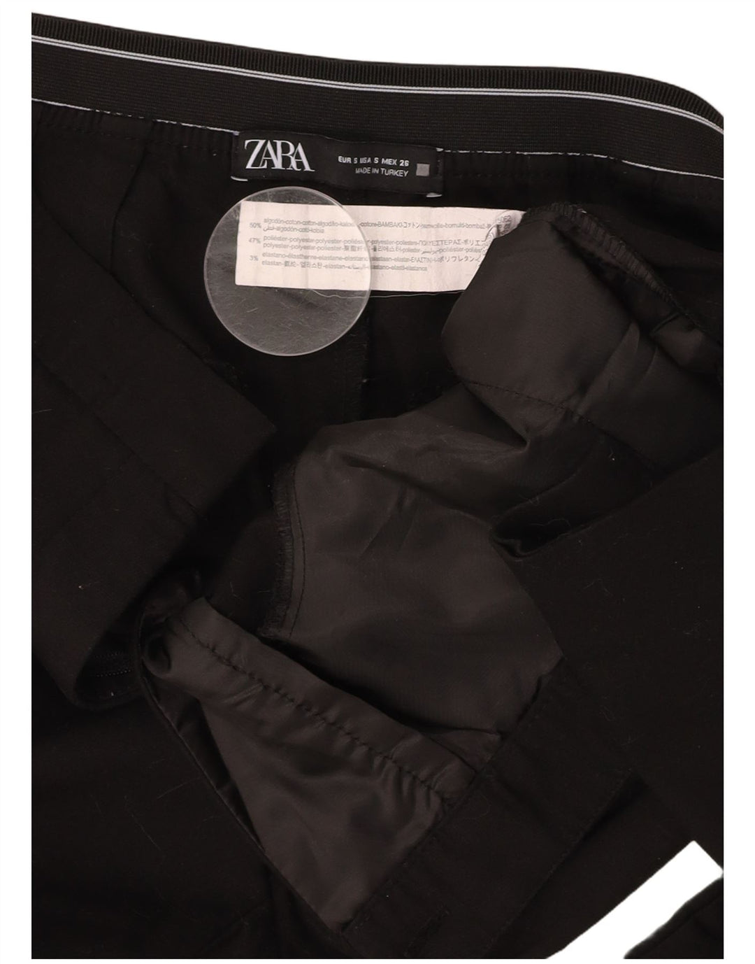 ZARA ženske uske chino hlače male W26 L27 crni pamuk