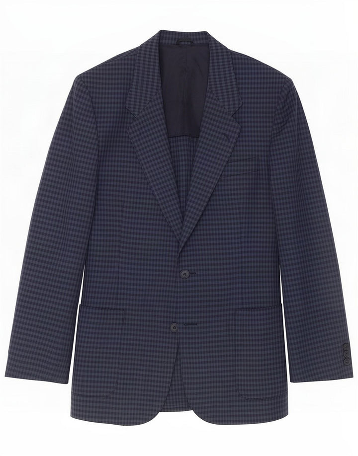 Vintage muška jakna s 2 gumba IT 50 Large Navy Blue Gingham