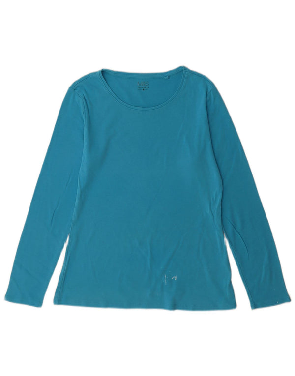 Marks & Spencer ženska majica dugih rukava UK 14 Large Blue Cotton