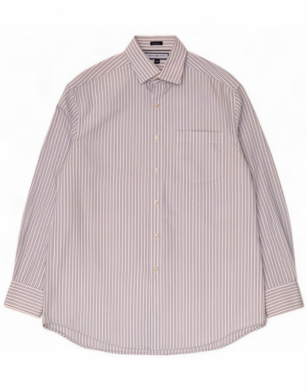 Tommy Hilfiger Mens Regular Fit Shirt Medium Blue Striped Cotton