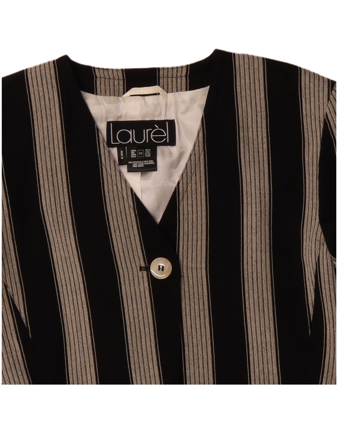 Laurel ženski kratki sako sa 1 gumbom EU 36, mala vunena crna prugasta jakna