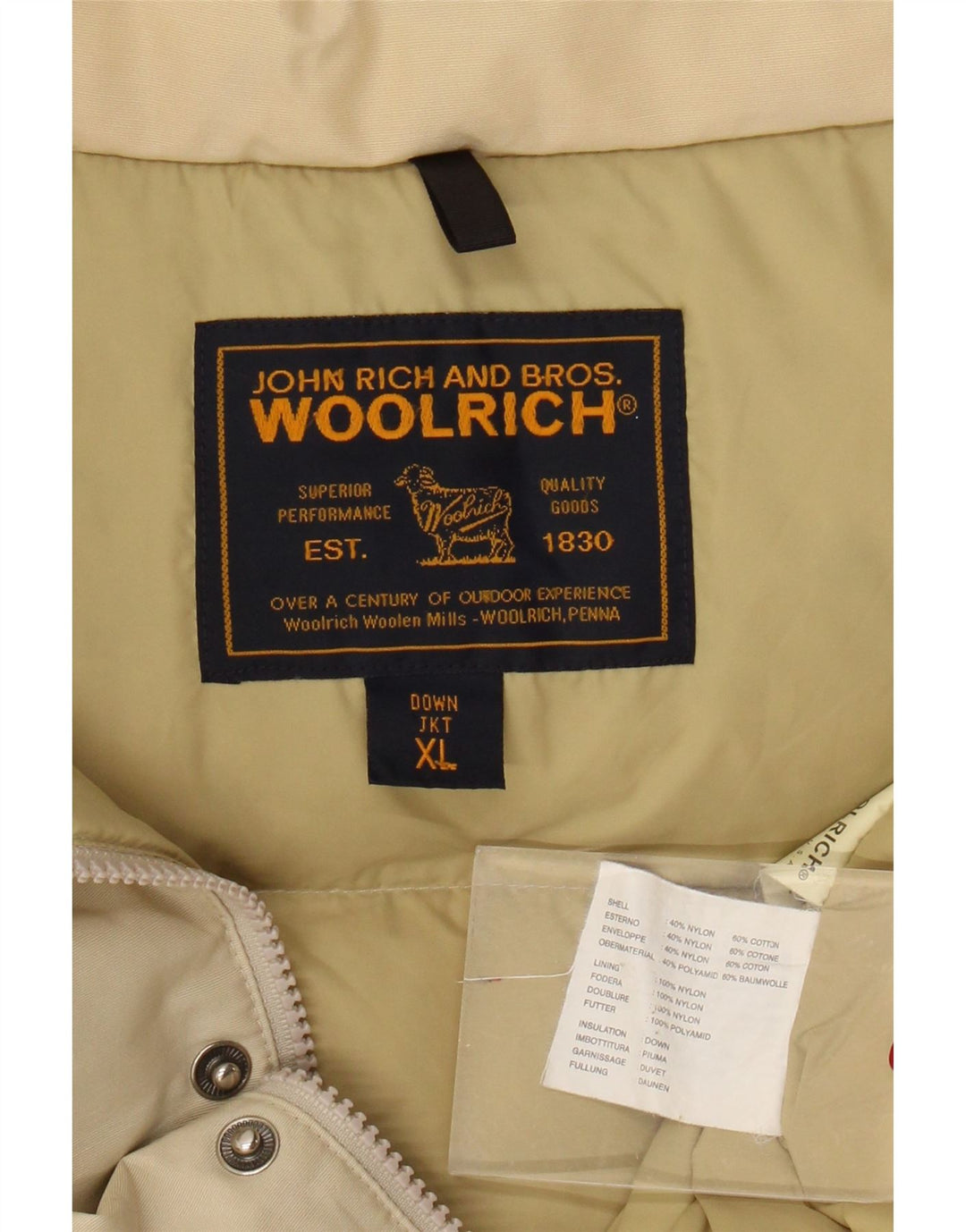 Woolrich muška podstavljena jakna UK 42 XL bež najlon