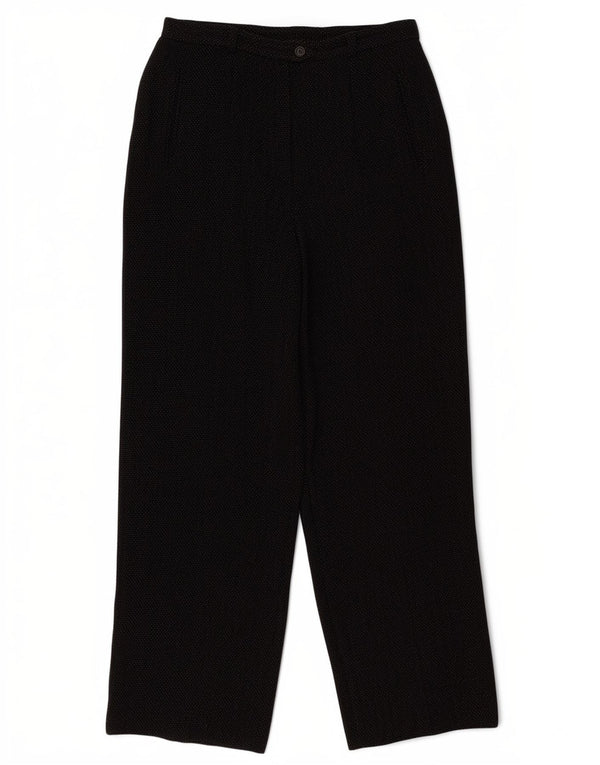Max Mara ženske hlače ravnog odijela UK 16 Large W32 L29 crne flekaste