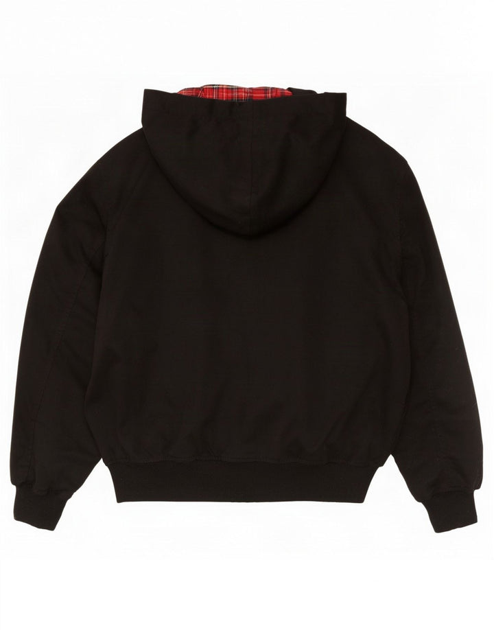 Vintage muška bomber jakna s kapuljačom UK 36, mali crni poliester