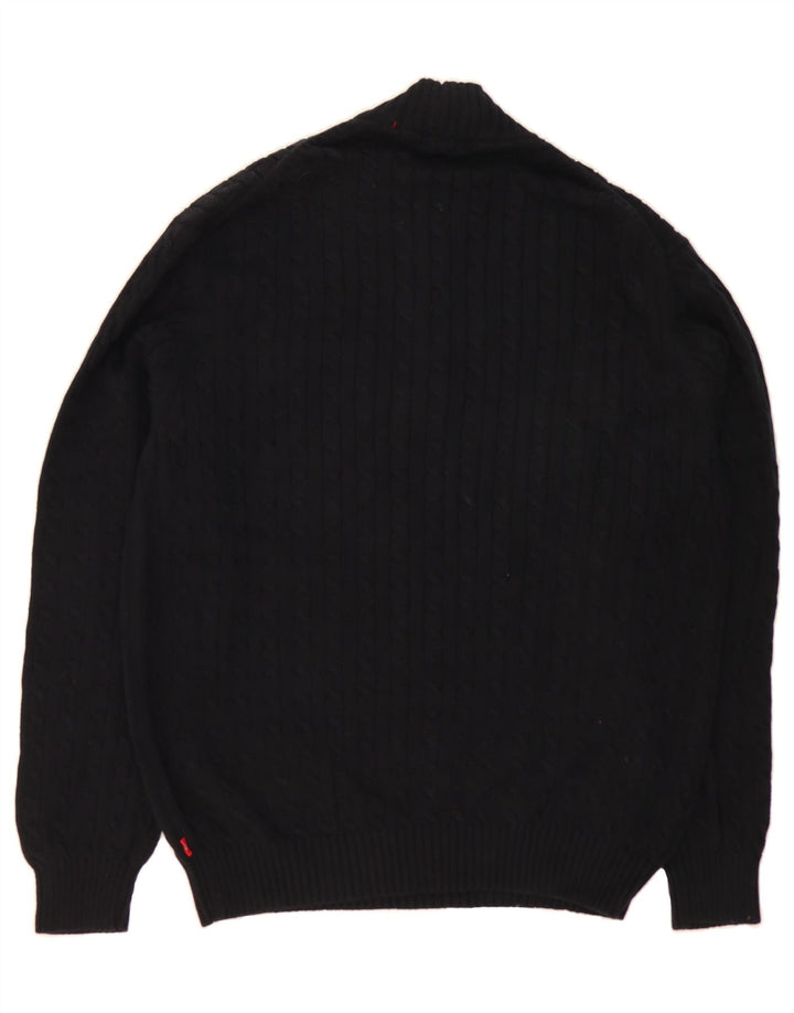 IZOD Mens Zip Neck Jumper Sweater 2XL Black Cotton Vintage Izod and Second-Hand Izod from Messina Hembry 