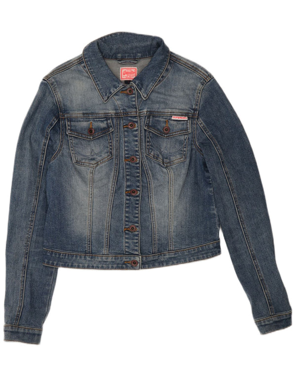 Superdry ženska crop traper jakna UK 14 Large Blue Cotton