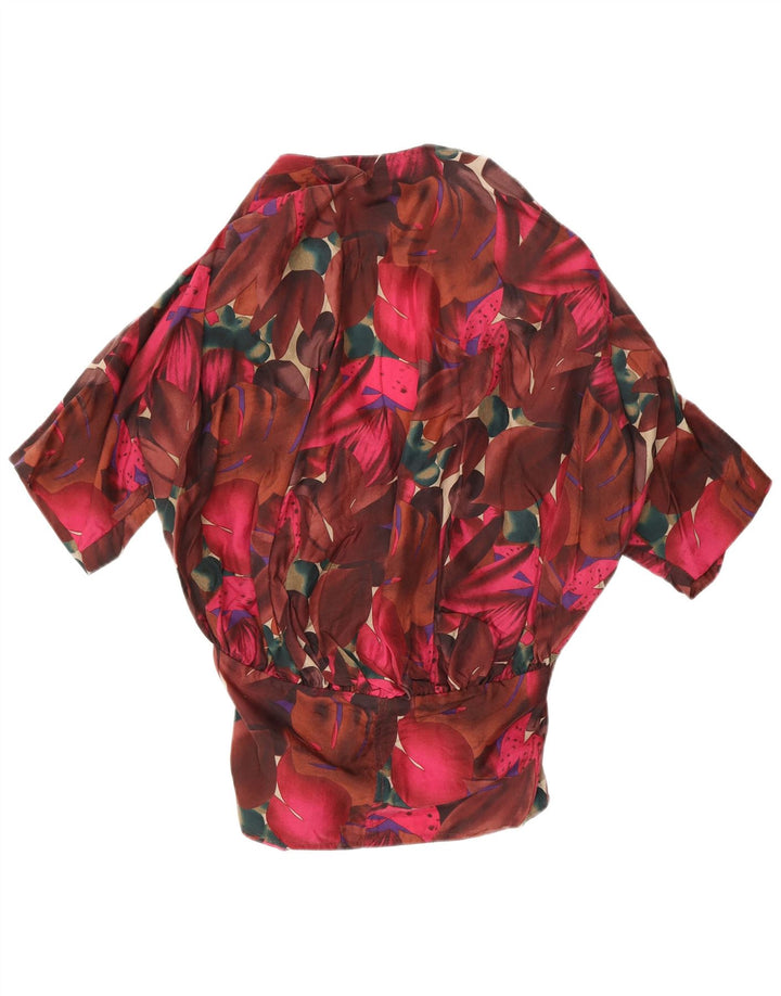 VINTAGE Womens Oversized Front Tie Shirt Blouse IT 46 Large Multicoloured
