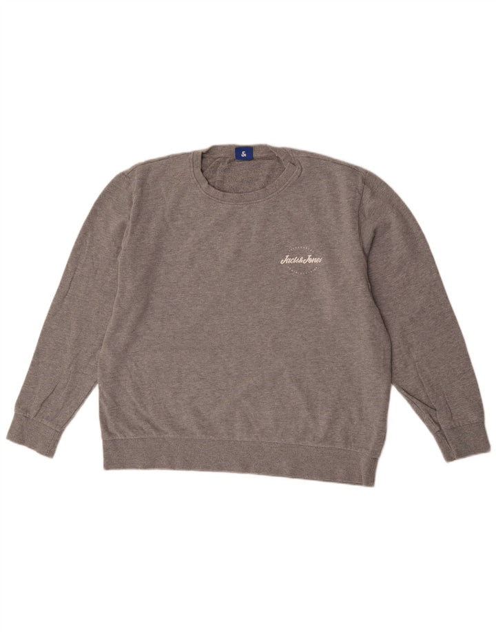 Jack & Jones muški džemper XL sivi flekasti pamuk