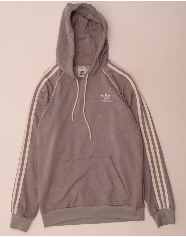 Adidas muška majica s kapuljačom mala siva od poliestera