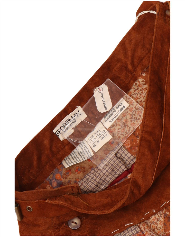 Sportmax ženska lepršava suknja UK 12 Srednji W24 smeđi patchwork poliester