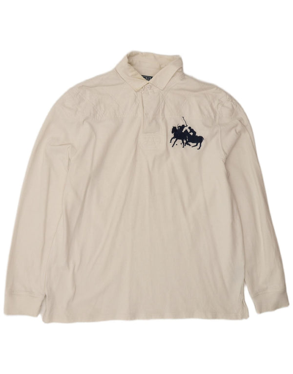 Polo Ralph Lauren muška polo majica dugih rukava prilagođenog kroja XL bijeli pamuk