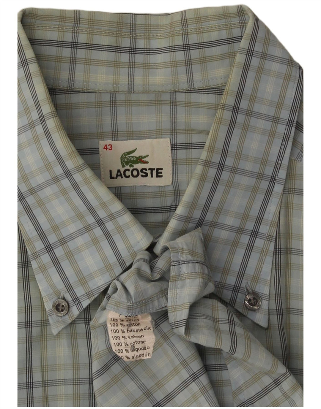 Lacoste muška košulja kratkih rukava, veličina 43, veliki plavi karirani pamuk