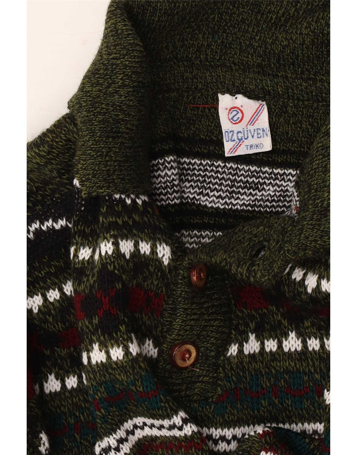Vintage muški džemper s polo ovratnikom srednje raznobojne geometrije