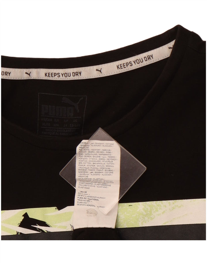 PUMA Boys Graphic T-Shirt Top 13-14 Years Black Pamuk