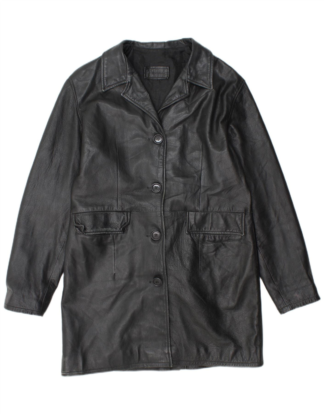 VINTAGE ženski kožni kaput UK 18 XL crna koža