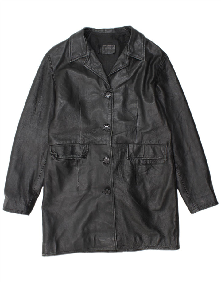 VINTAGE ženski kožni kaput UK 18 XL crna koža