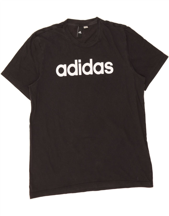 ADIDAS Mens Graphic T-Shirt Top Medium Black Cotton Vintage Adidas and Second-Hand Adidas from Messina Hembry 
