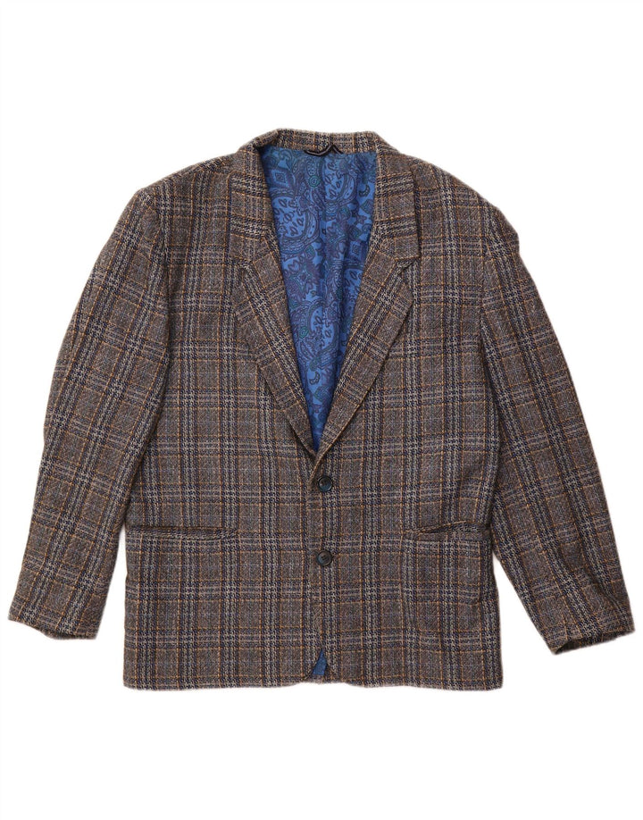 Vintage muška jakna sa 2 gumba UK 38 srednje siva karirana vuna