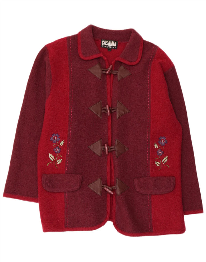 CASAMIA Ženska široka sako jakna UK 16 Veliki tamnocrveni blokovi boja