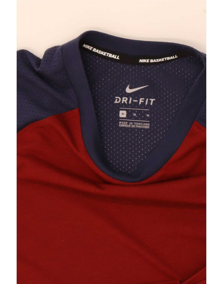 Nike Dri Fit T-Shirt Top Medium Red Colourblock