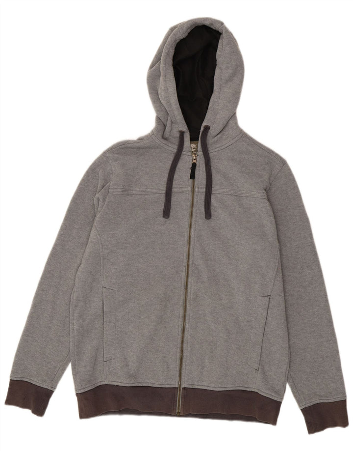 TIMBERLAND Mens Zip Hoodie Sweater Large Grey Colourblock Polyester
