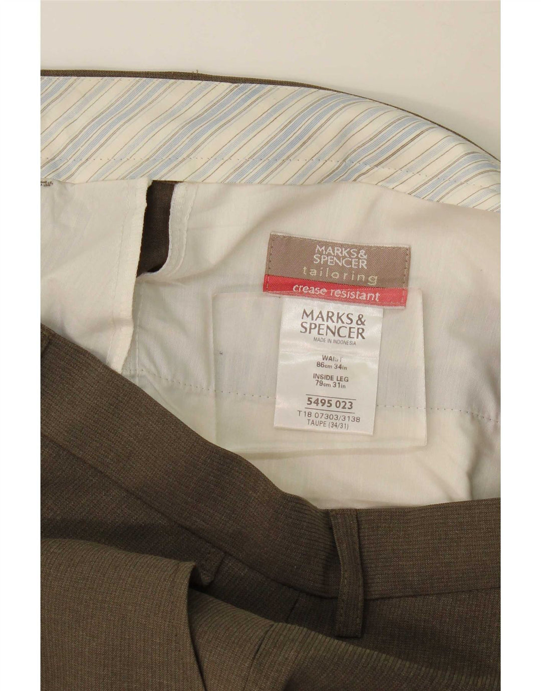 Marks & Spencer muške hlače ravnog odijela W34 L31 kaki poliester