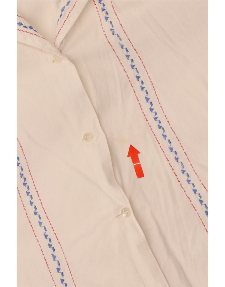 VINTAGE Ženska košulja bluza UK 16 Velike bijele pruge