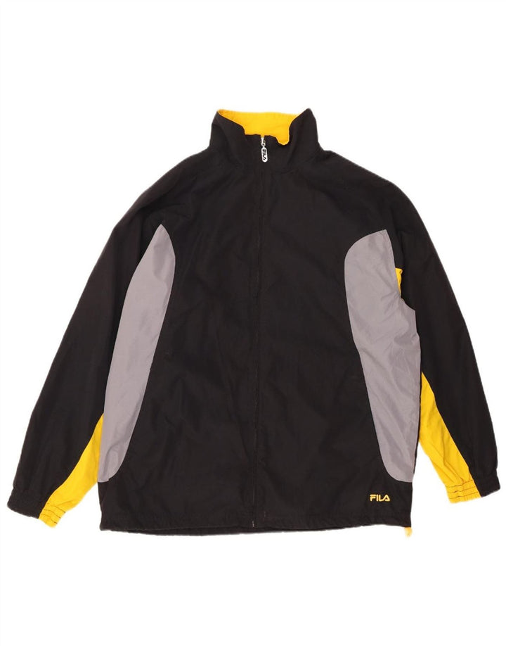 FILA Mens Tracksuit Top Jacket Medium Black Colourblock Polyester