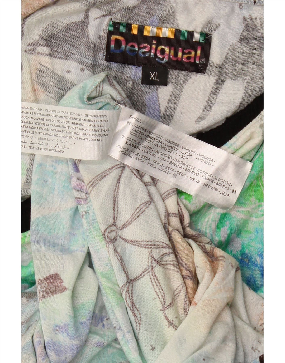 DESIGUAL Womens Abstract Pattern Strapless Dress UK 18 XL Multicoloured Vintage Desigual and Second-Hand Desigual from Messina Hembry 