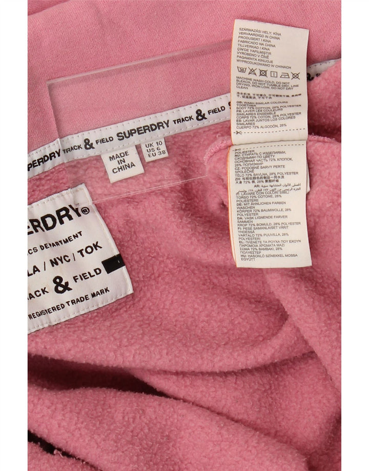 SUPERDRY ženski pulover s kapuljačom s patentnim zatvaračem UK 10 Mali ružičasti pamuk