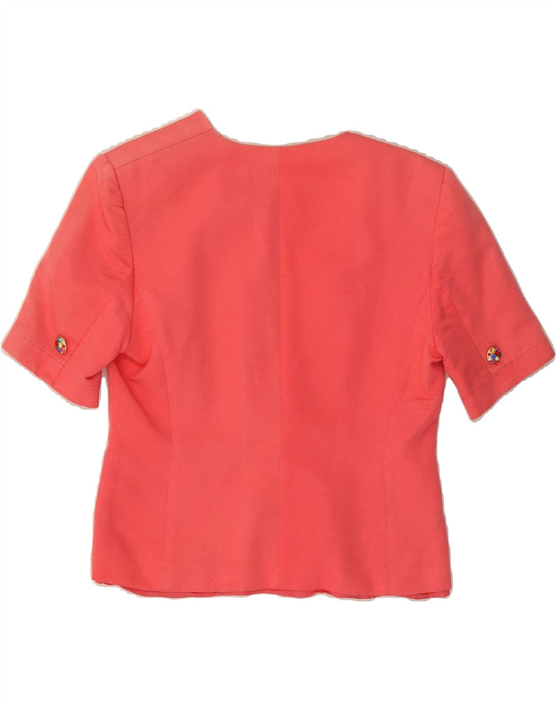 LOUIS FERAUD Womens Short Sleeve 1 Button Blazer Jacket UK 14 Medium Pink Vintage Louis Feraud and Second-Hand Louis Feraud from Messina Hembry 