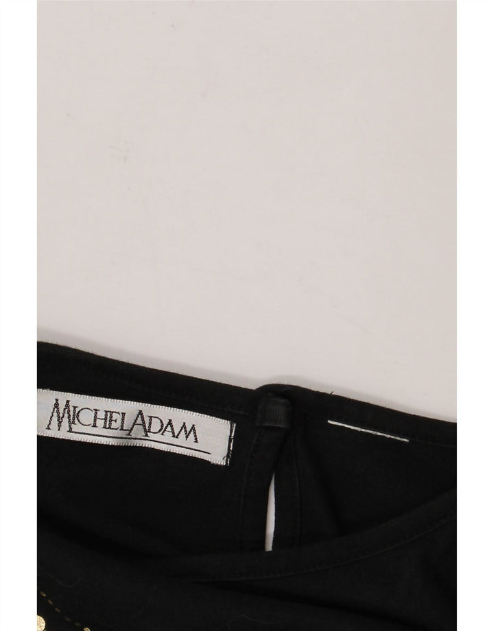 Michel Adam Ženska majica s apstraktnim uzorkom 3/4 rukava UK 18 XL crna