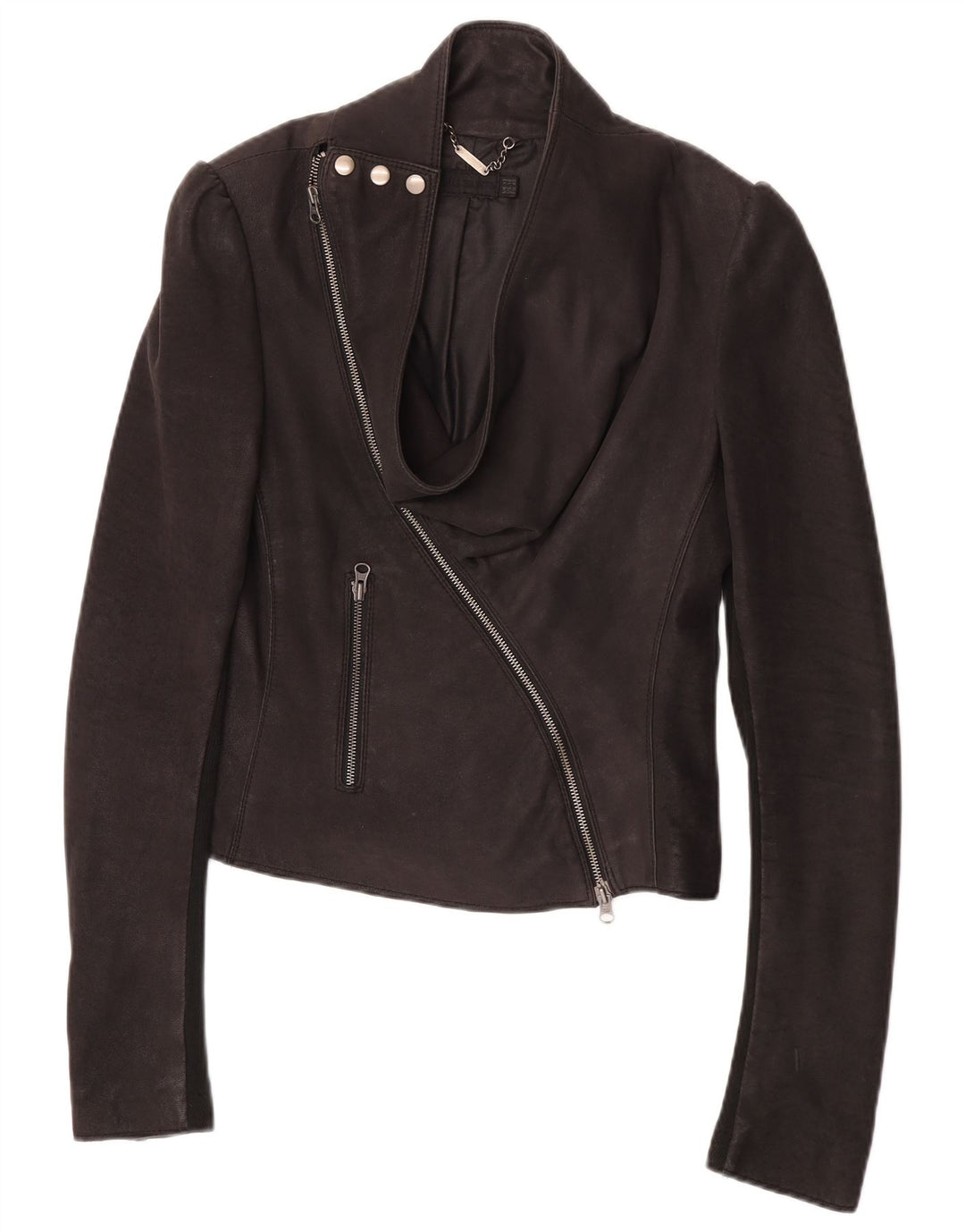 All Saints ženska kožna trkačka jakna UK 12 srednje crna koža