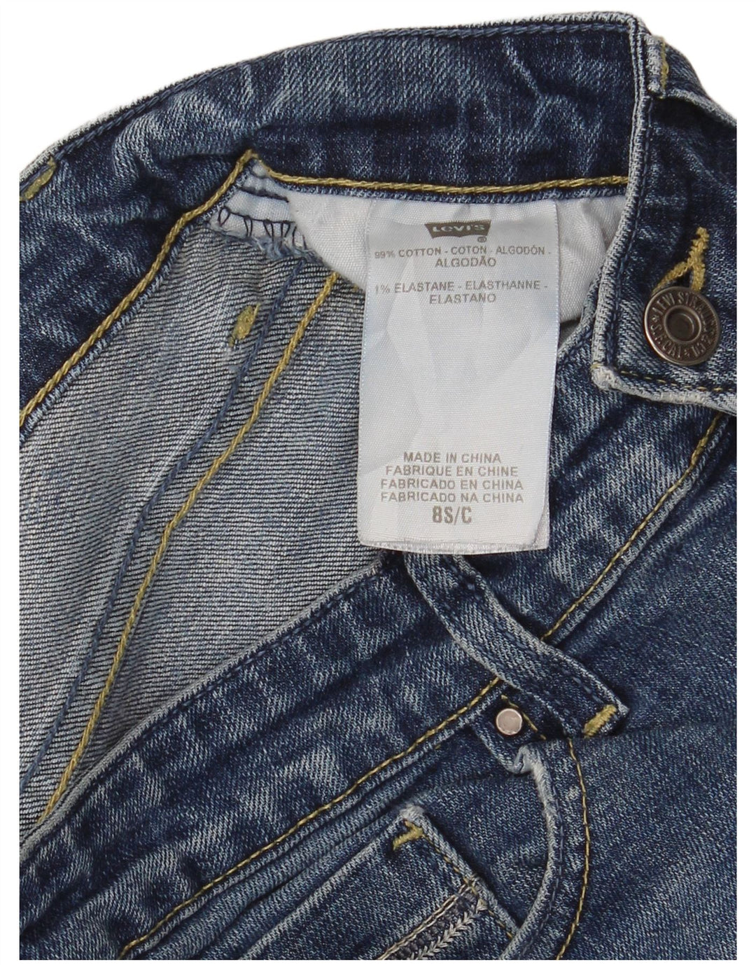 Levi's ženske uske traperice srednjeg rasta US 8 srednje W28 L28 plavi pamuk