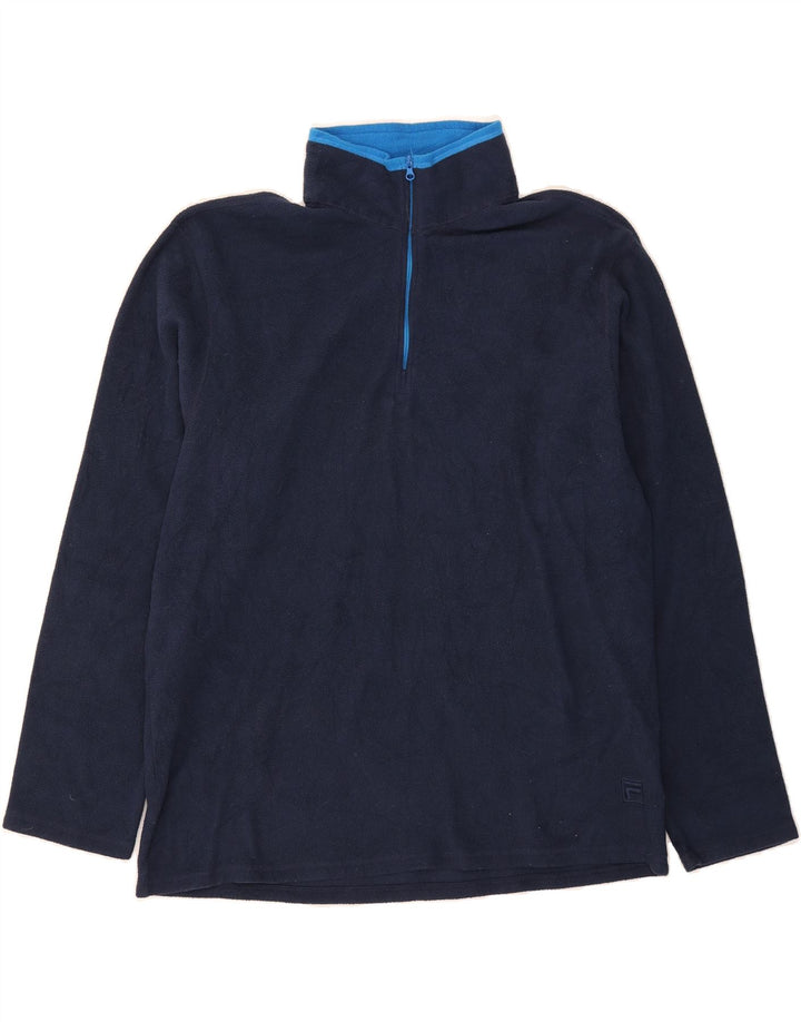 FILA Mens Zip Neck Fleece Jumper XL Navy Blue Polyester Vintage Fila and Second-Hand Fila from Messina Hembry 