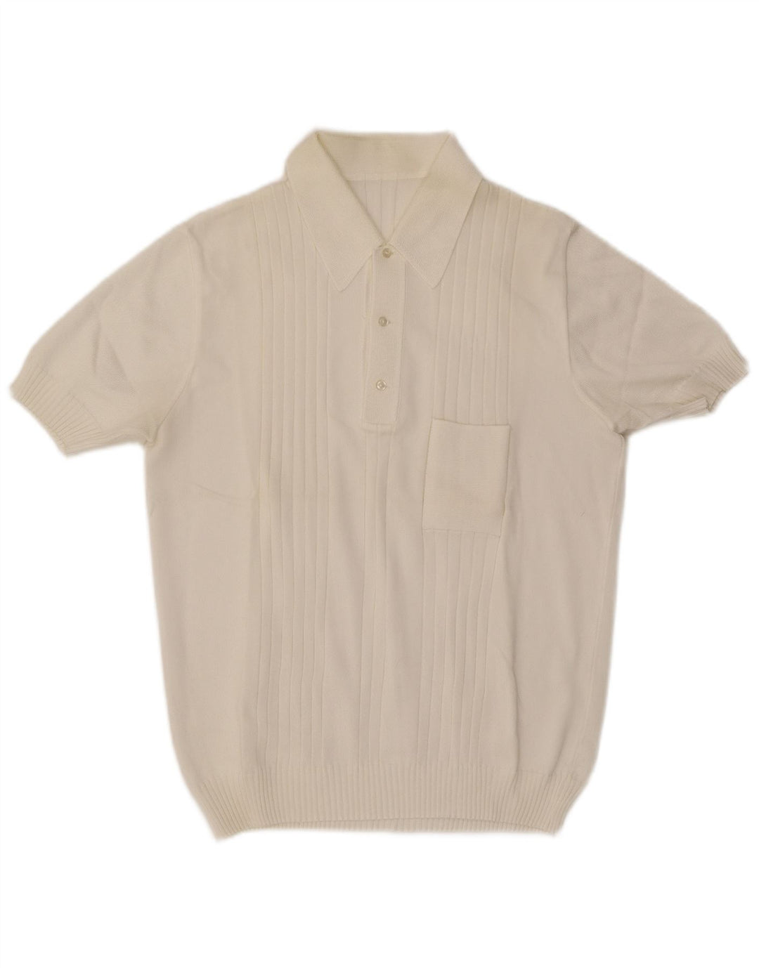 Vintage muški džemper kratkih rukava s polo izrezom srednje bijele boje