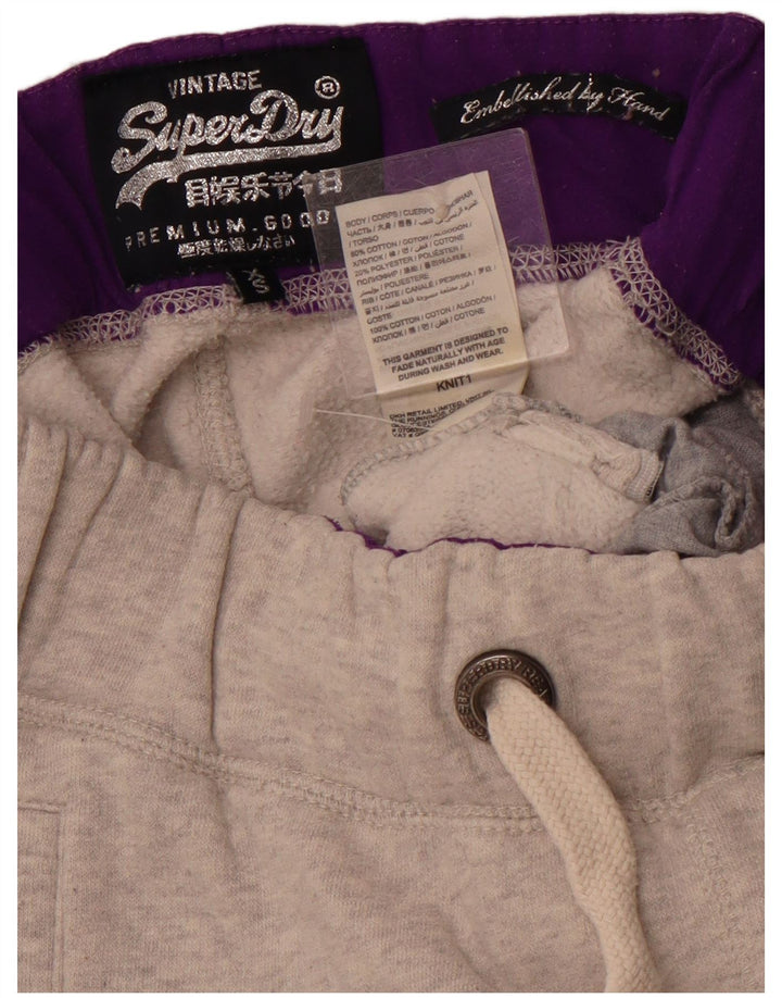 SUPERDRY Ženske grafičke trenirke Hlače Joggers UK 4 XS Sivi pamuk
