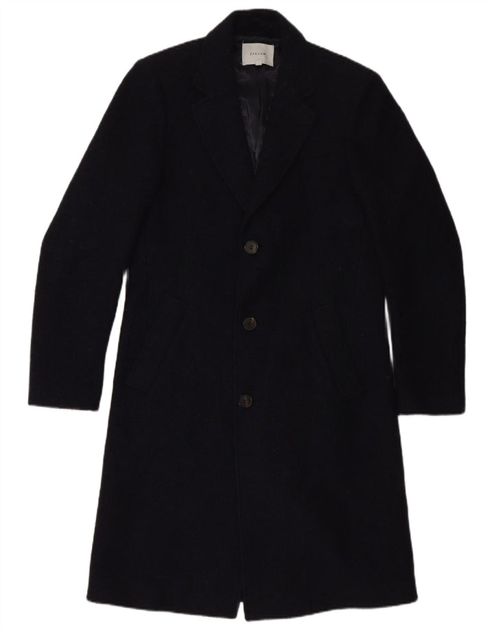JIGSAW Mens Overcoat UK 36 Small Navy Blue Wool