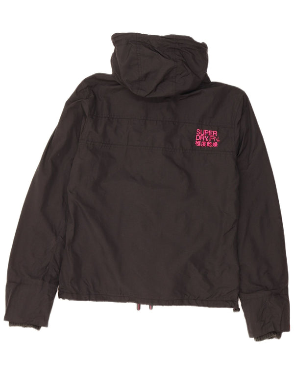 Superdry ženska vjetrovka s kapuljačom UK 14 Srednje crni najlon