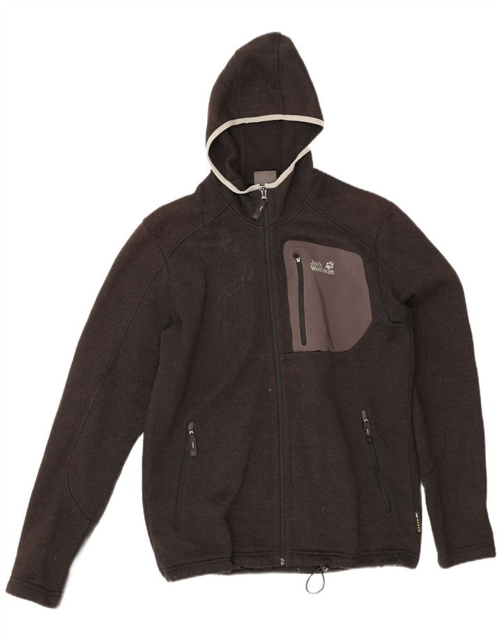 Jack Wolfskin muški pulover s kapuljačom na patentni zatvarač UK 36/38 srednje sivi poliester