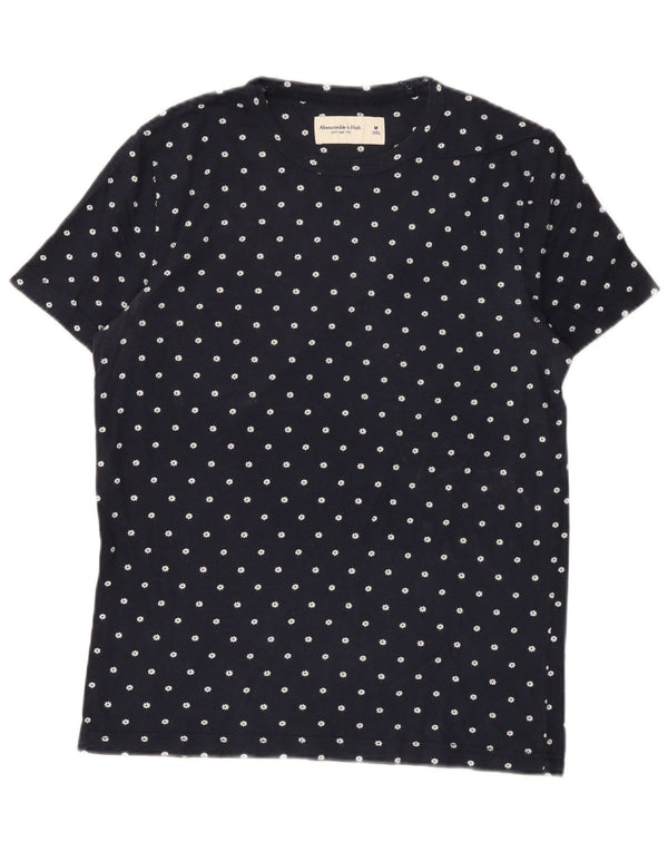 Abercrombie & Fitch Mens T-Shirt Top Medium Navy Blue Spotted Cotton