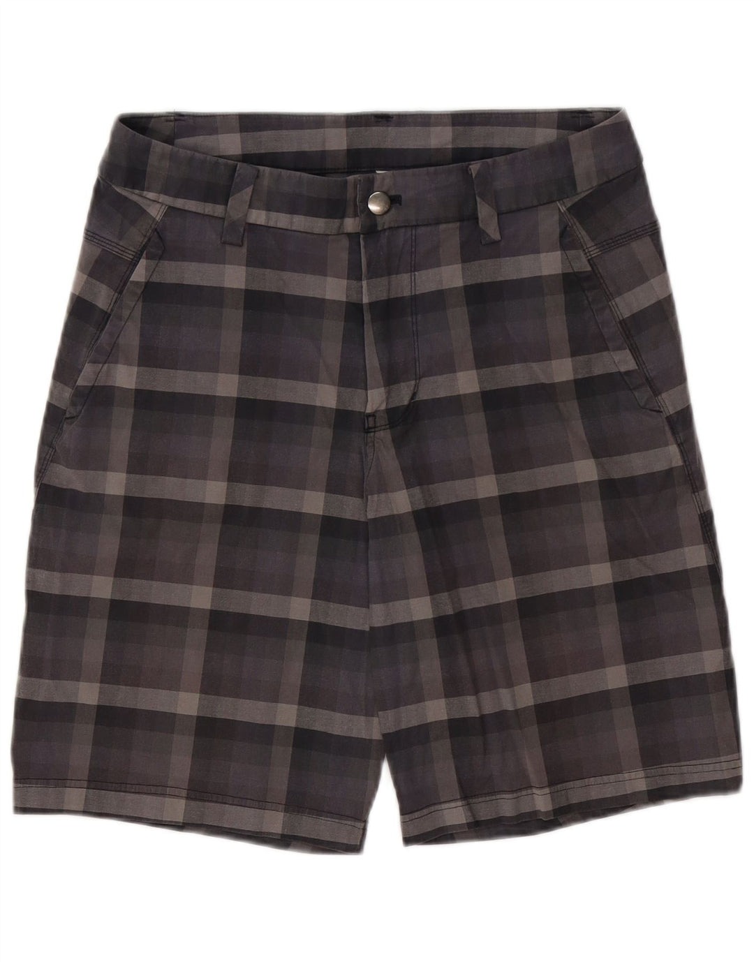 Lululemon muške chino kratke hlače W32 veliki sivi karirani pamuk