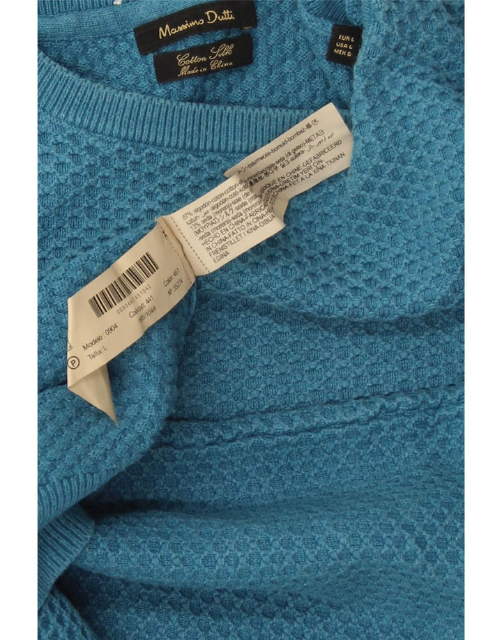 MASSIMO DUTTI Muški pulover s okruglim izrezom Veliki plavi pamuk