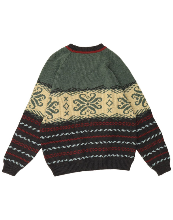 Vintage muški džemper s okruglim izrezom XL višebojna Fair Isle vuna