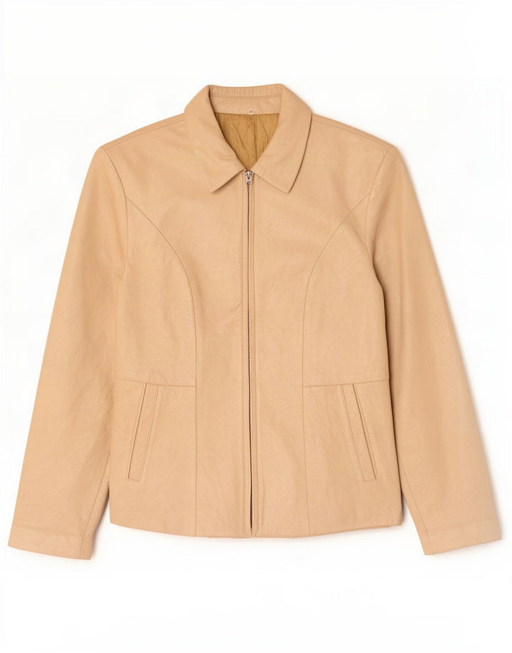 Vintage ženska kožna jakna IT 46 Large Beige