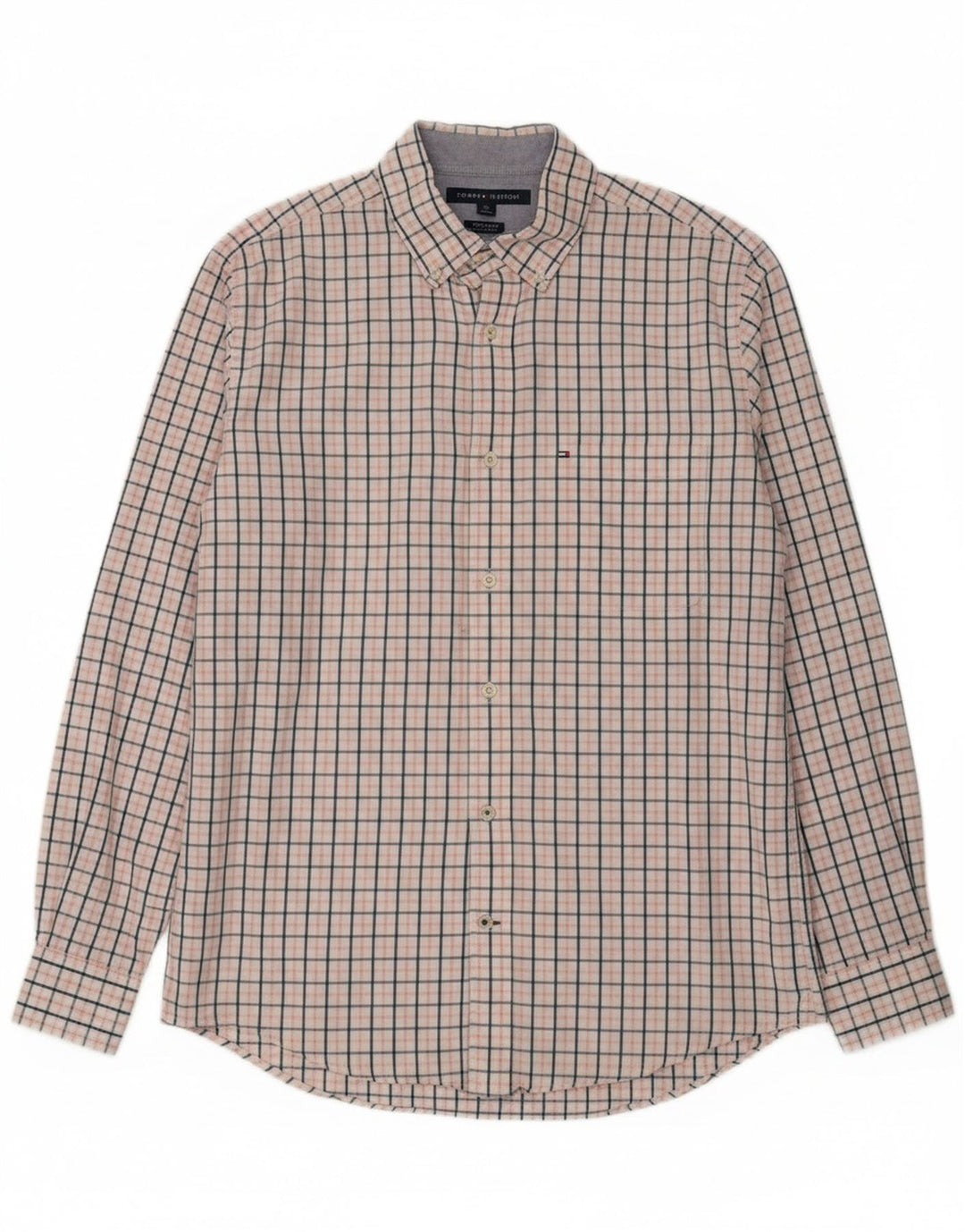 TOMMY HILFIGER Mens Classic Fit Shirt Small White Check Cotton