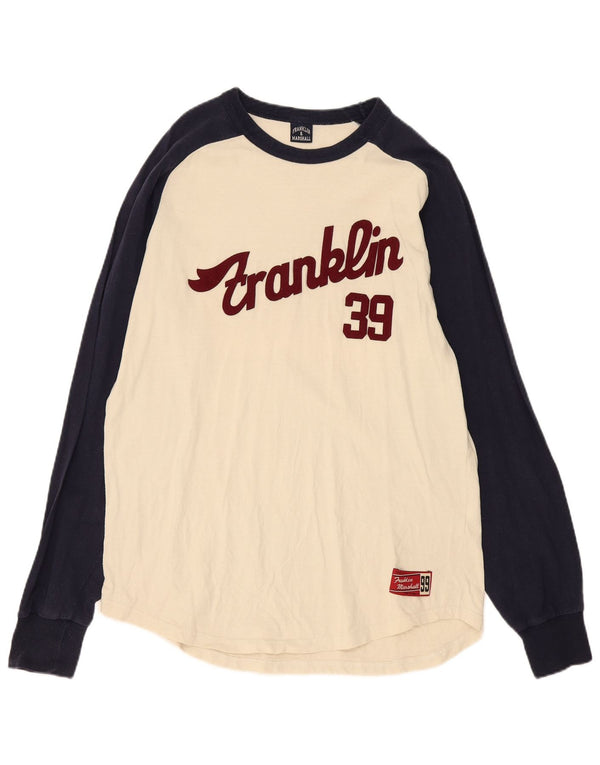 Franklin & Marshall Mens Graphic Top Long Sleeve Medium Off White